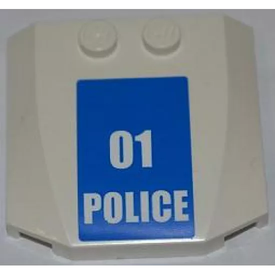 Wedge 4 x 4 x 2/3 Triple Curved with White '01 POLICE' Small Numbers on Blue Background Pattern (Sticker) - Set 7498
