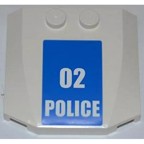 Wedge 4 x 4 x 2/3 Triple Curved with White '02 POLICE' Small Numbers on Blue Background Pattern (Sticker) - Set 7498
