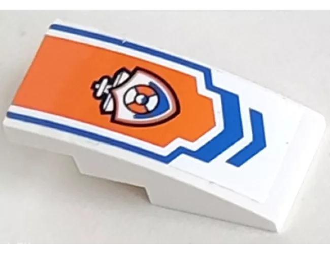 Slope, Curved 4 x 2 with Blue Arrow and Coast Guard Logo on Orange Background Pattern (Sticker) - Set 60011
