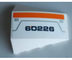Wedge 4 x 4 No Studs with Dark Blue '60226', Orange Stripe, Dark Bluish Gray Lines Pattern Model Right Side (Sticker) - Set 60226