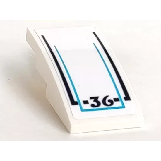 Slope, Curved 4 x 2 with '36' and Dark Blue Stripes Pattern (Sticker) - Set 60221