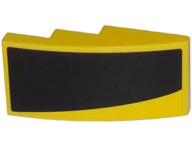 Slope, Curved 4 x 2 with Thick Curved Black Stripe on Yellow Background Pattern Model Left Side (Sticker) - Set 75870