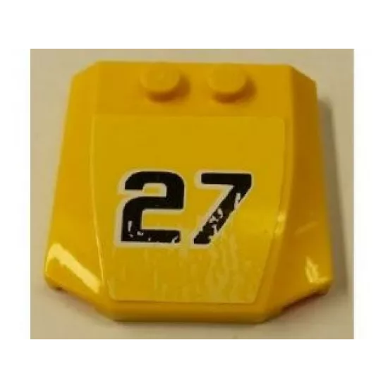 Wedge 4 x 4 x 2/3 Triple Curved with Black and White '27' on Yellow Background Pattern (Sticker) - Set 8490