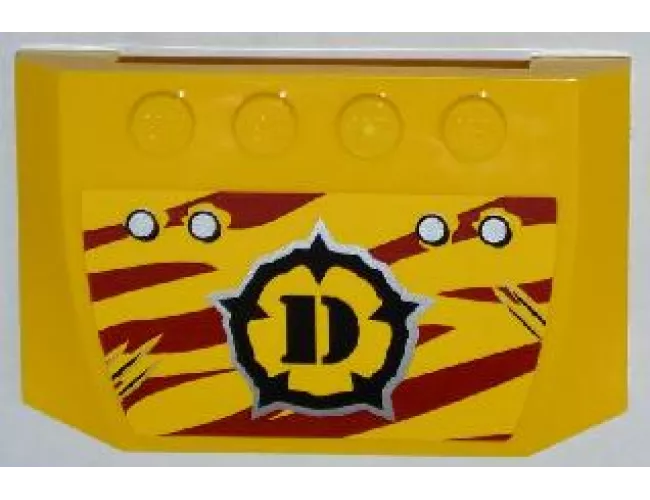 Wedge 4 x 6 x 2/3 Triple Curved with 4 Rivets, Narrow Claw Scratch Marks and Dino Logo on Dark Red Tiger Stripes Pattern (Sticker) - Set 5886