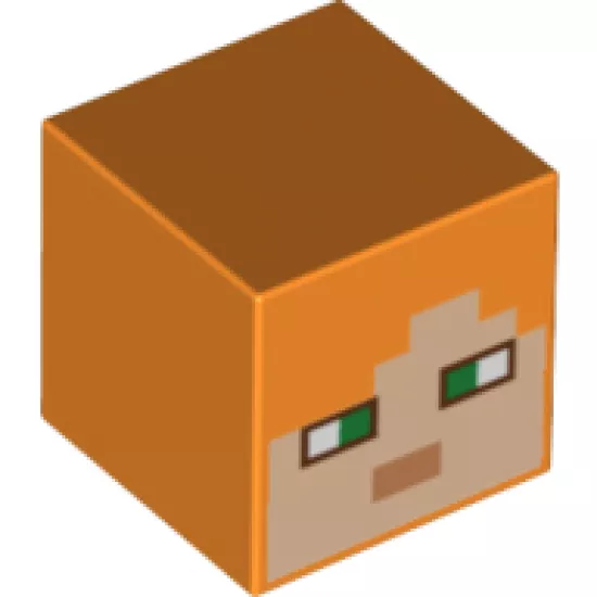 Minifigure, Head, Modified Cube with Minecraft Alex Face Pattern