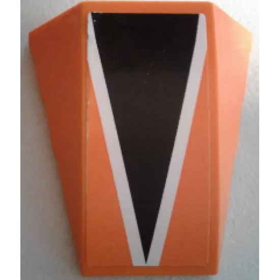 Wedge 4 x 4 No Studs with Black Triangle with White Outline on Orange Background Pattern (Sticker) - Set 7962