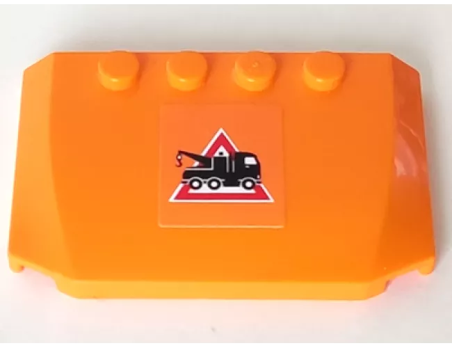 Wedge 4 x 6 x 2/3 Triple Curved, with Tow Truck Danger Sign Pattern (Sticker) - Set 7638