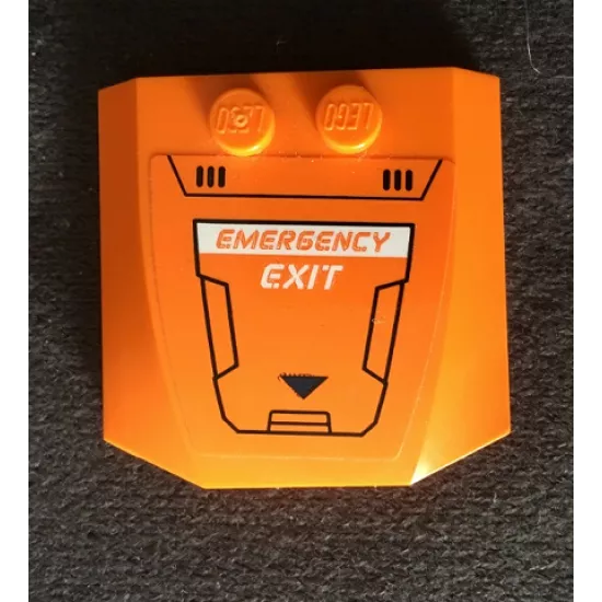 Wedge 4 x 4 x 2/3 Triple Curved with 'EMERGENCY EXIT' and Hatch Pattern (Sticker) - Set 60195