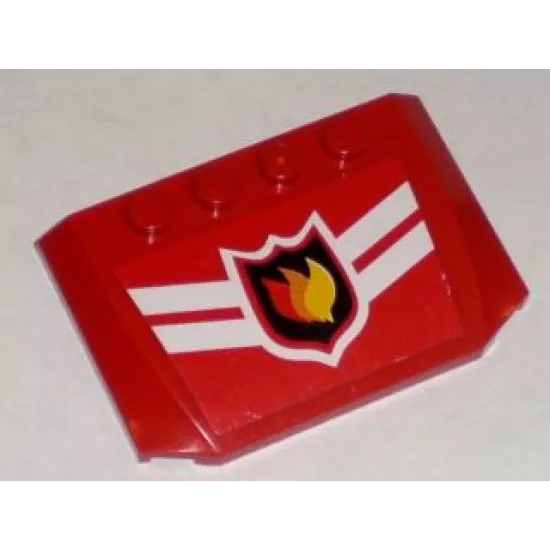 Wedge 4 x 6 x 2/3 Triple Curved with Fire Logo Badge and 2 White Chevrons Pattern (Sticker) - Sets 7208 / 7945