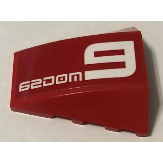 Wedge 4 x 4 No Studs with White '62DOM9' Pattern (Sticker) - Set 70615