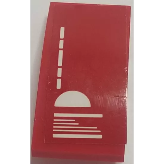 Slope, Curved 4 x 2 with White Lines and Half Circle on Red Background Pattern (Sticker) - Set 70615