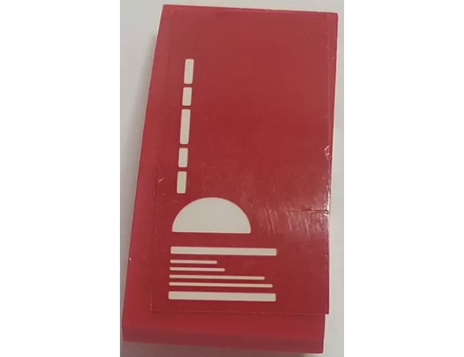 Slope, Curved 4 x 2 with White Lines and Half Circle on Red Background Pattern (Sticker) - Set 70615