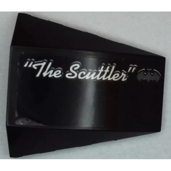 Wedge 4 x 4 No Studs with Batman Logo, Silver Script '