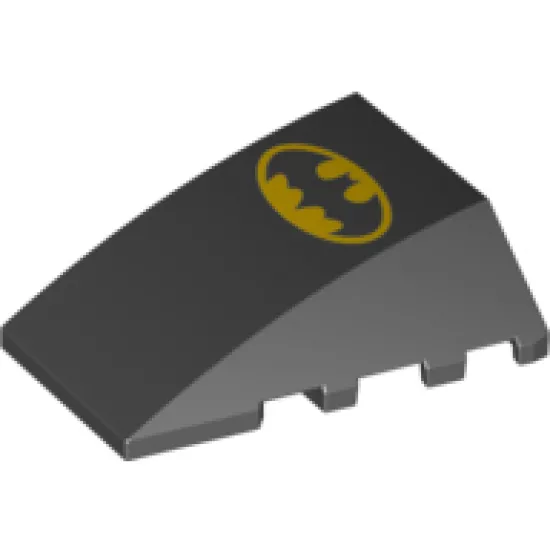 Wedge 4 x 4 No Studs with Large Batman Logo Pattern (Printed)