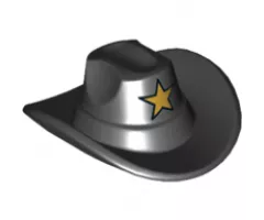 Minifigure, Headgear Hat, Cowboy with Gold Star Pattern