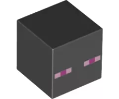 Minifigure, Head, Modified Cube with Minecraft Enderman Face Pattern