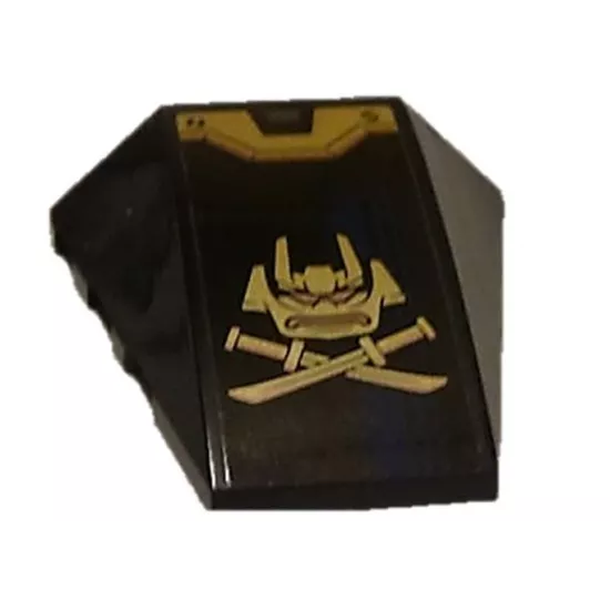 Wedge 4 x 4 No Studs with Dark Blue Stripe, Copper and Gold Swords and Ninjago Samurai Mask Pattern (Sticker) - Set 70625