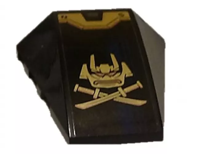 Wedge 4 x 4 No Studs with Dark Blue Stripe, Copper and Gold Swords and Ninjago Samurai Mask Pattern (Sticker) - Set 70625