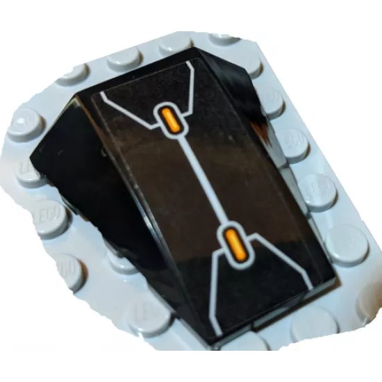 Wedge 4 x 4 No Studs with Two Orange Bars inside Silver Lines Pattern (Sticker) - Set 70326