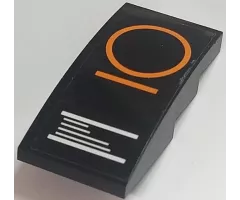 Slope, Curved 4 x 2 with Orange Circle and Orange and White Lines on Black Background Pattern (Sticker) - Set 70615