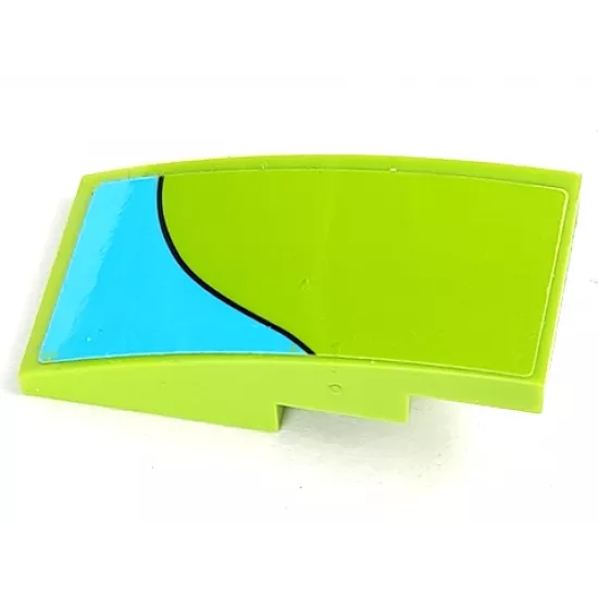 Slope, Curved 4 x 2 with Medium Azure Stripe Curving Down Left Pattern (Sticker) - Set 75902