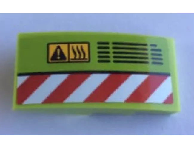 Slope, Curved 4 x 2 with Red and White Danger Stripes, Vent and Warning Triangle Pattern Model Left Side (Sticker) - Set 60124