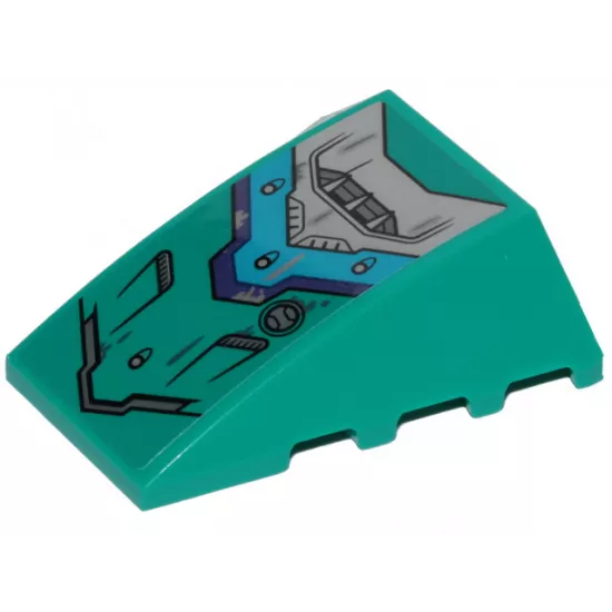 Wedge 4 x 4 No Studs with Dark Azure and Dark Purple Stripes and Vents Pattern (Sticker) - Set 70431