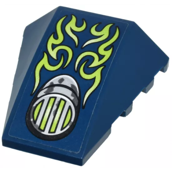 Wedge 4 x 4 No Studs with Lime Flames and Headlight with Light Bluish Gray Grille Pattern (Sticker) - Set 70730