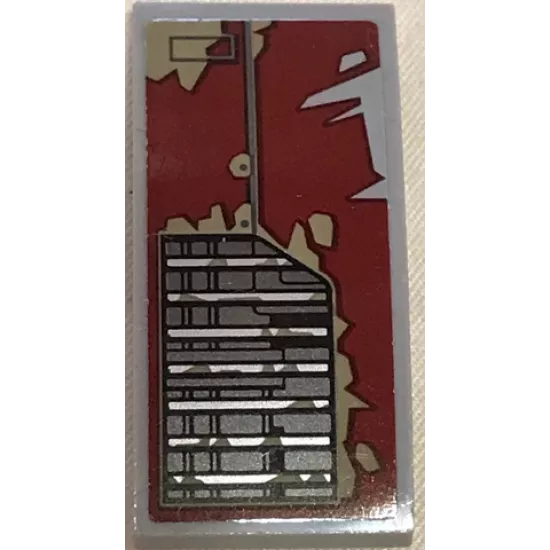 Slope, Curved 4 x 2 with SW Vent and Peeling Dark Red Paint Pattern (Sticker) - Set 75202