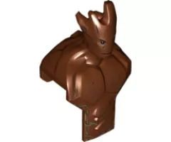 Large Figure Part Head and Upper Torso with Wood Grain and Leaves Pattern (Groot)
