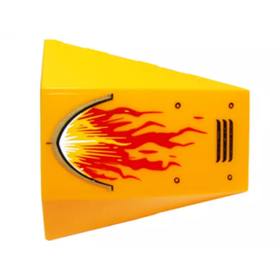 Wedge 4 x 4 No Studs with Red and Yellow Flame, Vents and Rivets Pattern Model Right Side (Sticker) - Set 70144