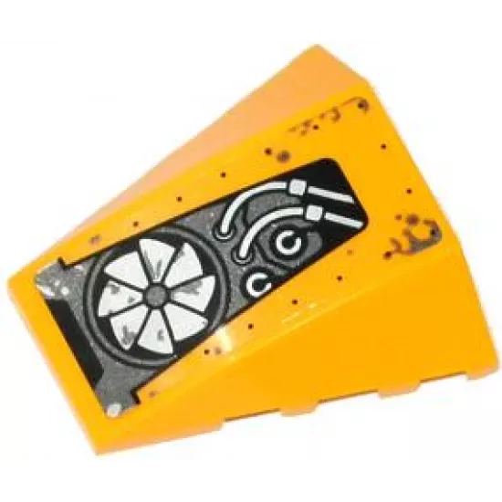 Wedge 4 x 4 No Studs with Silver Fan and Cables Pattern Model Left Side (Sticker) - Set 70129