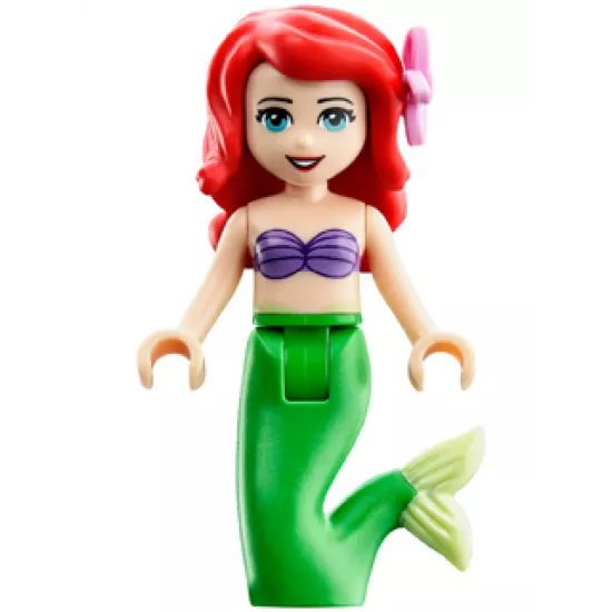 Ariel, Mermaid - Medium Lavender Shell Bra Top, Bright Green Tail, Medium Azure Eyes, Bright Pink Flower