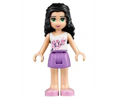 Friends Emma, Medium Lavender Skirt, White Top with Pink Flowers