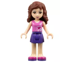 Friends Olivia, Dark Purple Skirt, Dark Pink Top with Hearts and White Undershirt