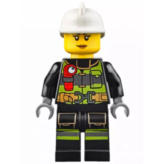 Fire - Reflective Stripes with Utility Belt and Flashlight, White Fire Helmet, Peach Lips