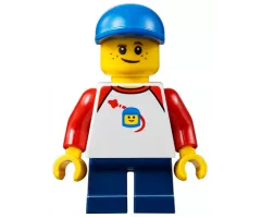 Boy, Freckles, Classic Space Shirt with Red Sleeves, Dark Blue Short Legs