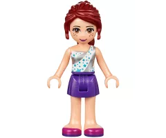 Friends Mia, Dark Purple Skirt, White One Shoulder Top with Stars