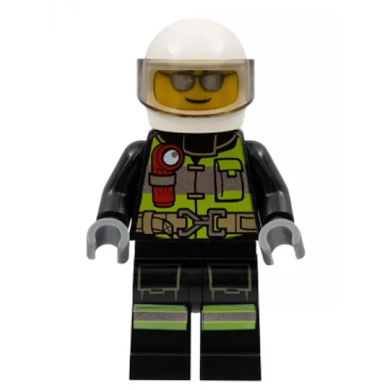 Fire - Reflective Stripes, Black Suit, White Helmet, Silver Sunglasses