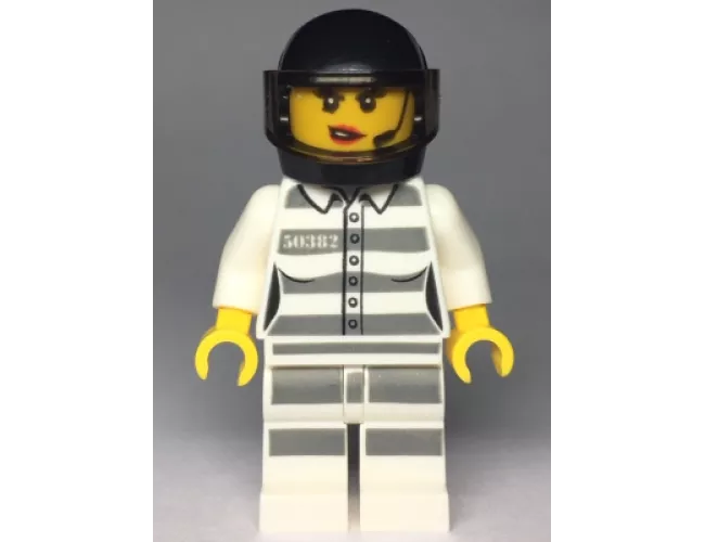 Sky Police - Jail Prisoner 50382 Prison Stripes, Female, Scowl with Red Lips and Open Mouth, Black Helmet