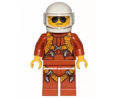 Pilot - Dark Orange Jumpsuit, Dark Orange Legs with Straps, White Helmet, Trans-Clear Visor, Black and Silver Sunglasses