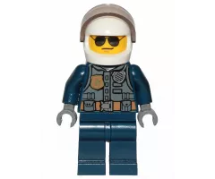 Police - City Pilot, Jacket with Dark Bluish Gray Vest, Dark Blue Legs, White Helmet, Sunglasses