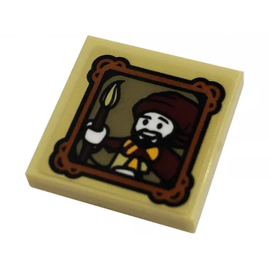 Tile, Modified 2 x 2 Inverted with Minifigure with Paint Brush in Picture Frame Pattern (Sticker) - Set 76382