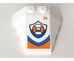 Wedge 4 x 4 Triple with Stud Notches with Orange '06' and Coast Guard Logo Pattern (Sticker) - Set 60166