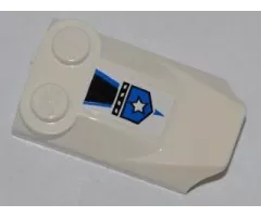 Slope, Curved 3 x 2 x 2/3 with Two Studs, Wing End with Black and Blue Stripes, Police White Star Badge and Blue Arrow Pattern (Sticker) - Set 8221