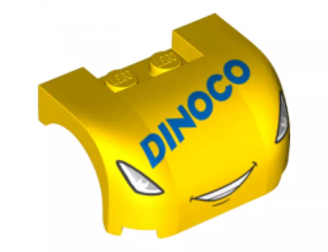 Vehicle, Mudguard 3 x 4 x 1 2/3 Curved with Front with Headlights, Smile with Teeth and 'DINOCO' Pattern