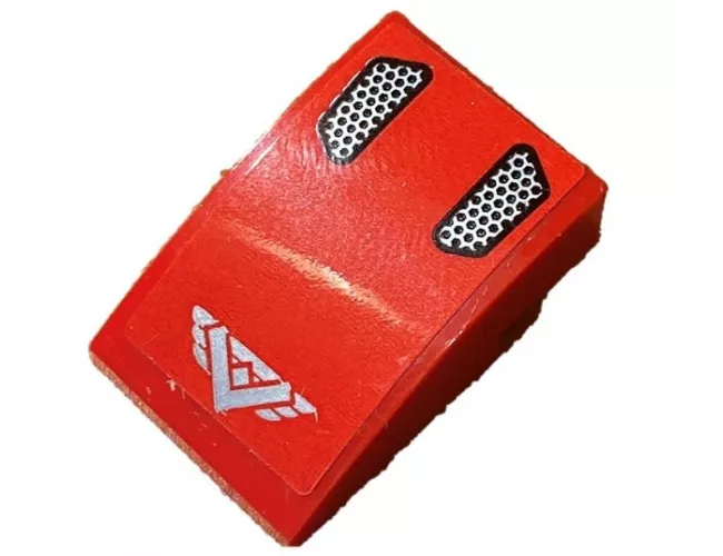Slope, Curved 3 x 2 with Silver 'V' and Air Intakes on Red Background Pattern (Sticker) - Set 60240