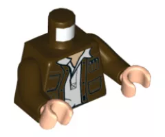 Torso SW Open Jacket with Pockets and Gadgets and White Open Undershirt with Collar Pattern / Dark Brown Arms / Light Nougat Hands
