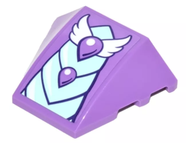 Wedge 4 x 3 No Studs with Bright Light Blue and Medium Lavender Dragon Scales and White Wings Pattern (Sticker) - Set 41178