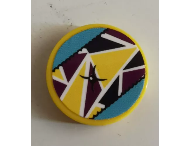 Tile, Round 2 x 2 with Bottom Stud Holder with Cushion, Triangles and Stitching Pattern (Sticker) - Set 41324